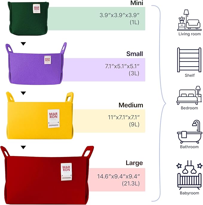 Collapsible Felt PURPLE Storage Bin Mini 3.9"x3.9"x3.9" – Foldable Basket - Image 6