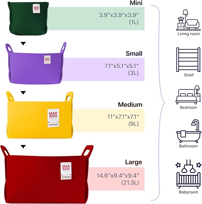Collapsible Felt MAGENTAPINK Storage Bin Mini 3.9"x3.9"x3.9" – Foldable Basket - Image 5