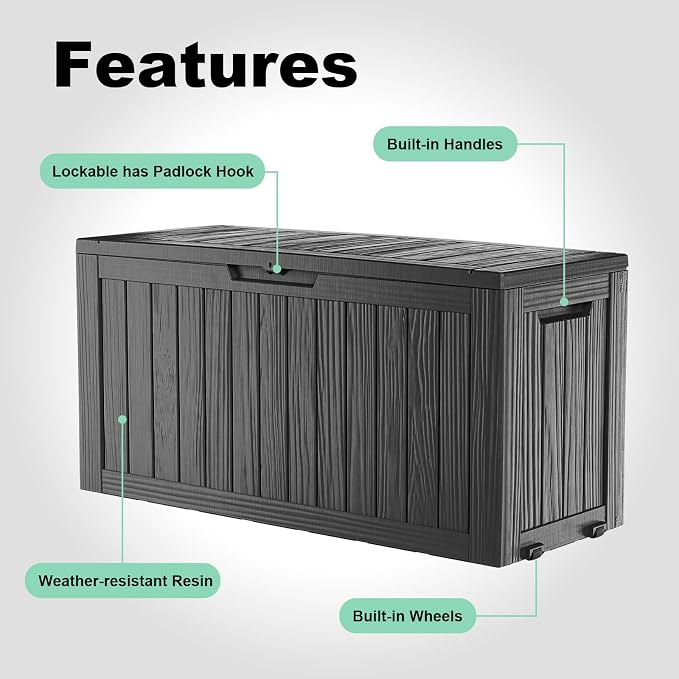 EasyUp 90 Gallon Outdoor Deck Box Waterproof, UV Resistant Resin Outdoor - Image 7