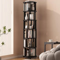 Solid Wood Rotating Bookshelf on Wheels, 6 Tier, Round Revolving Bookcase by Muwuele