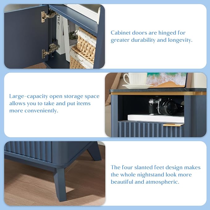 QUW Fluted Nightstands Set of 2 - Image 7