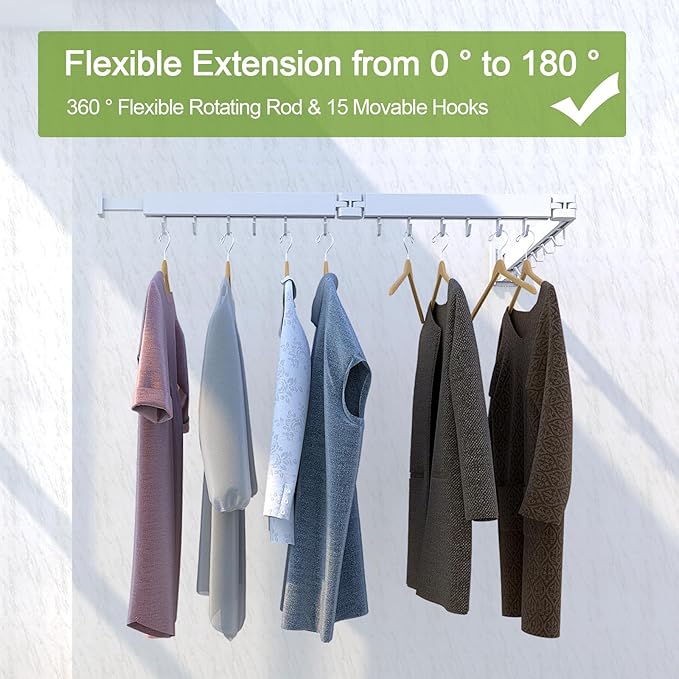 Foldable Clothes Drying Rack, 2 Fold Laundry Drying Rack Wall Mount, Folding & - Image 5