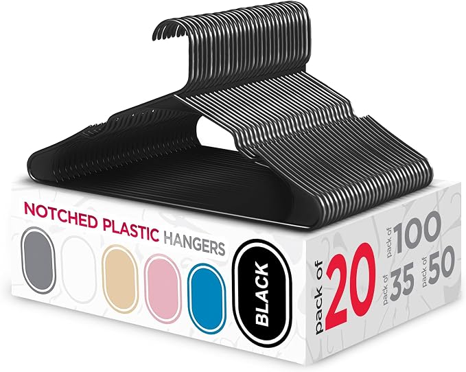 Sharpty Plastic Hangers, Space Saving, Heavy Duty, Fabric-Friendly, Accessories by Sharpty