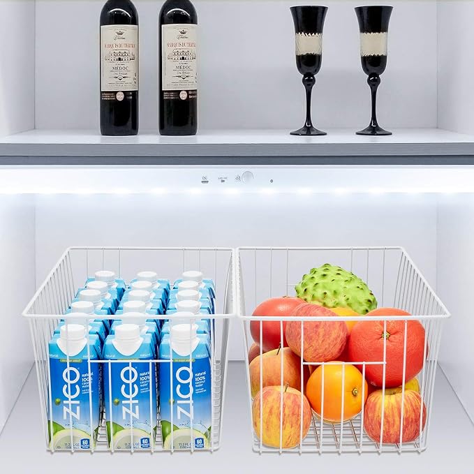 16Lx12Wx6H inch Wider Freezer Organizer Baskets Container, Refrigerator Metal - Image 7