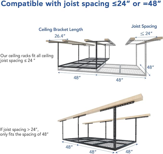 FLEXIMOUNTS 4x8 Overhead Garage Storage Rack, Adjustable Organization System - Image 6