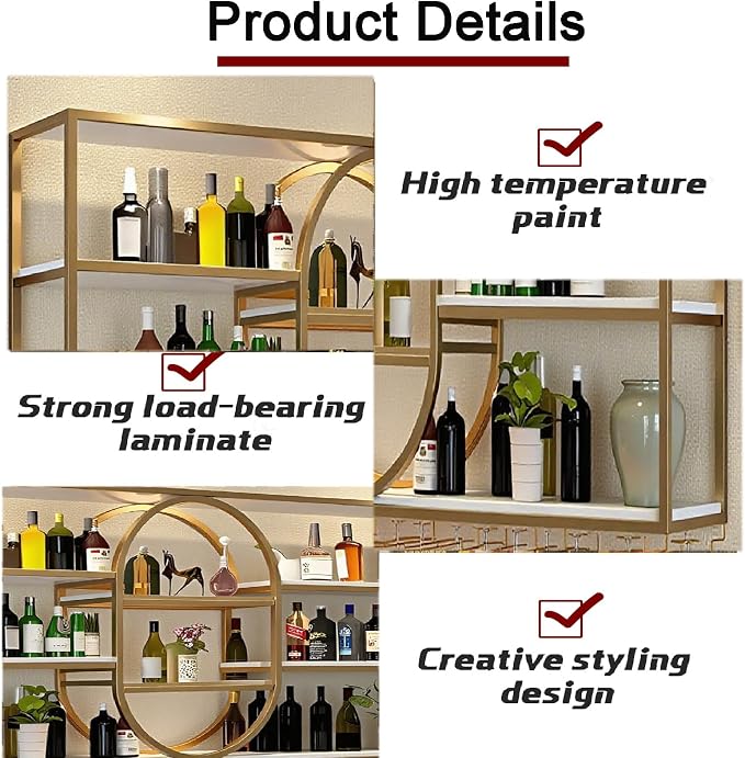 63IN Large Wall Mount Wine Rack, Metal 4 Tier Hanging Bottle Holder - Image 5