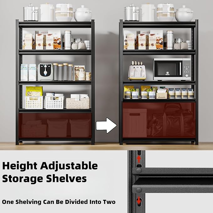 5 Tier Metal Shelving Unit, Adjustable Storage Shelves, Living Room - Image 8