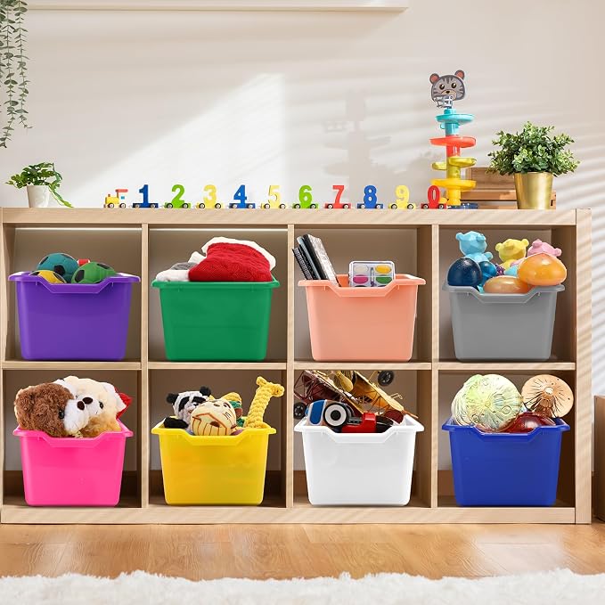 Dandat 72 Pcs Book Bins for Classroom Plastic Cubby Bins Bulk Classroom Storage - Image 5