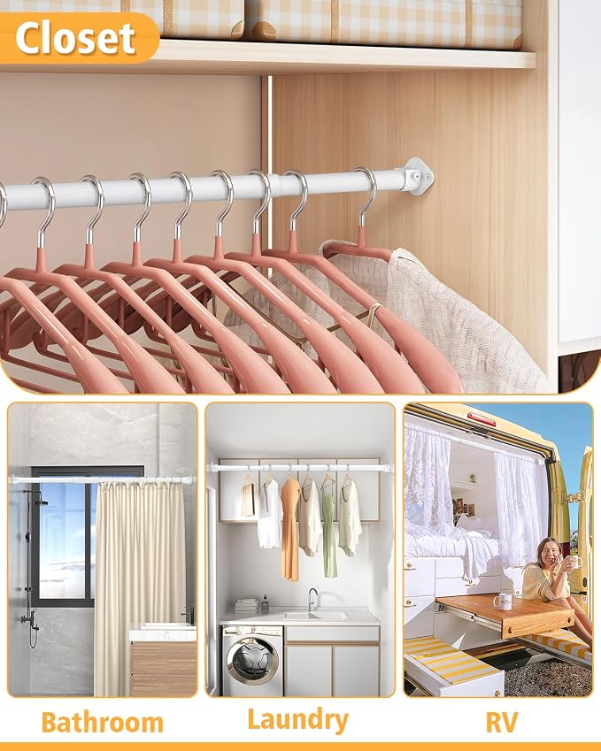 Closet Rod, 17 to 39 Inch Heavy Duty Adjustable Metal Clothing Rack - Image 6