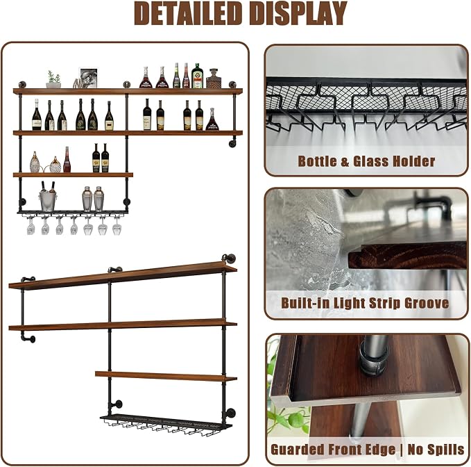 Solid Wood Wall Mounted Wine Rack, Large Wine Rack - Image 4
