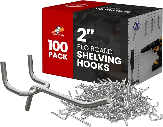 100 Pack PEG Board Pegboard Shelving Hooks 2" Length Wholesale Lot by FactorDuty