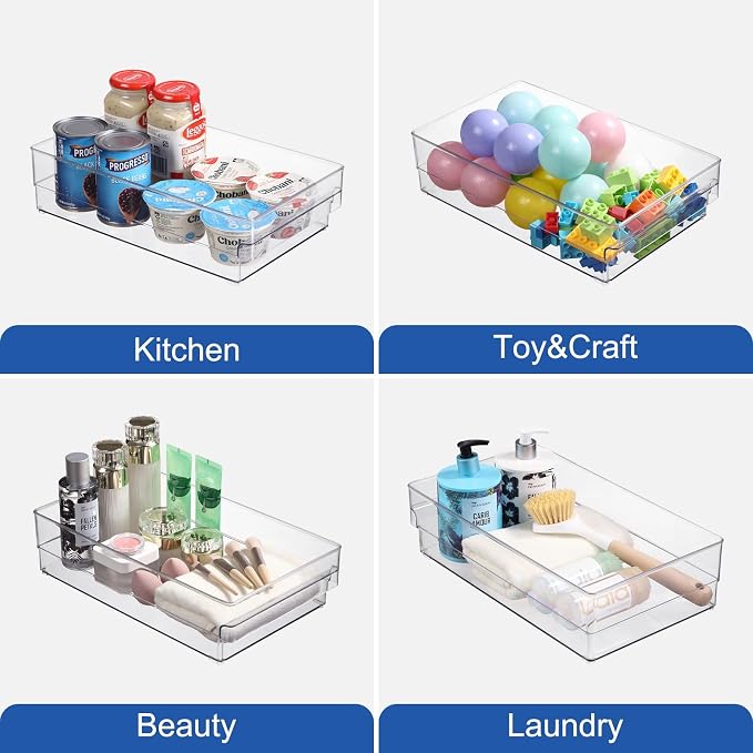 Plastic Storage Bins, 2 Pack Stackable Fridge Organizer Bins, Freezer Storage - Image 4