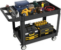 2 Tier Plastic Rolling Cart Utility Cart on Wheels, Heavy Duty Tool Carts by Maemttes