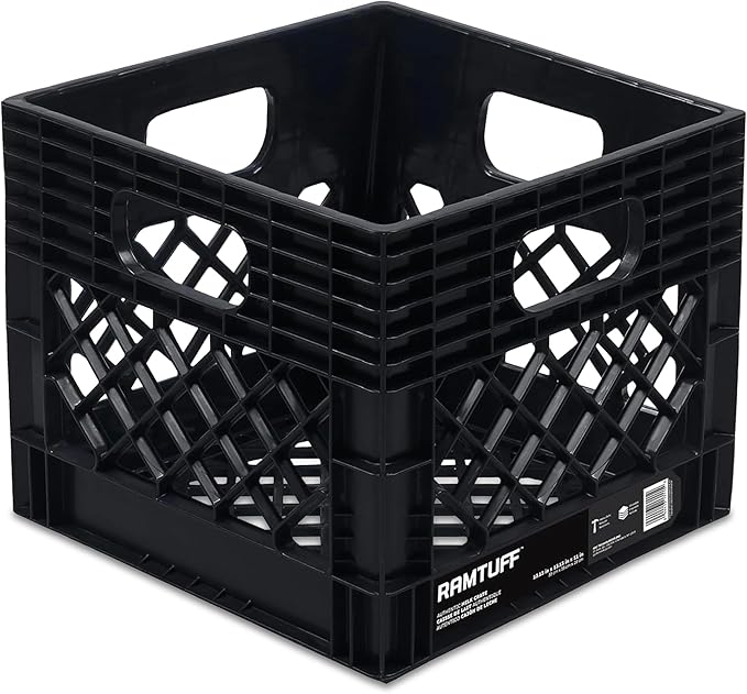 Ramtuff 1 Pack Storage Milk Crate, Durable Plastic Home Organizers, Stackable by Ramtuff