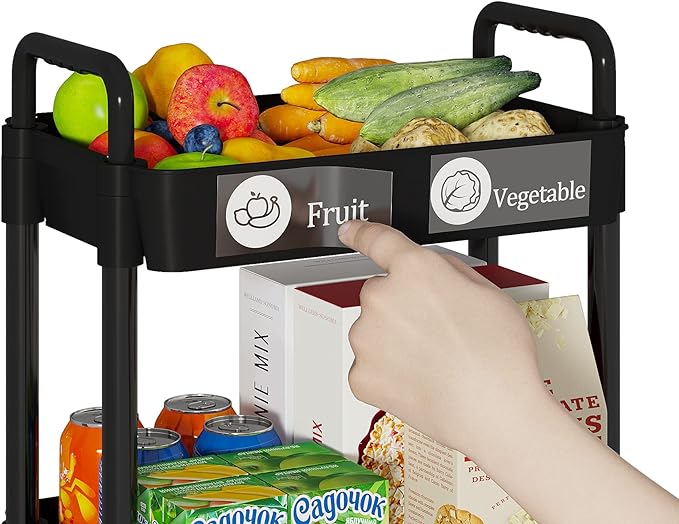 Laiensia Multifunction Utility Rolling Cart, 5-Tier Plastic & Metal Storage - Image 2