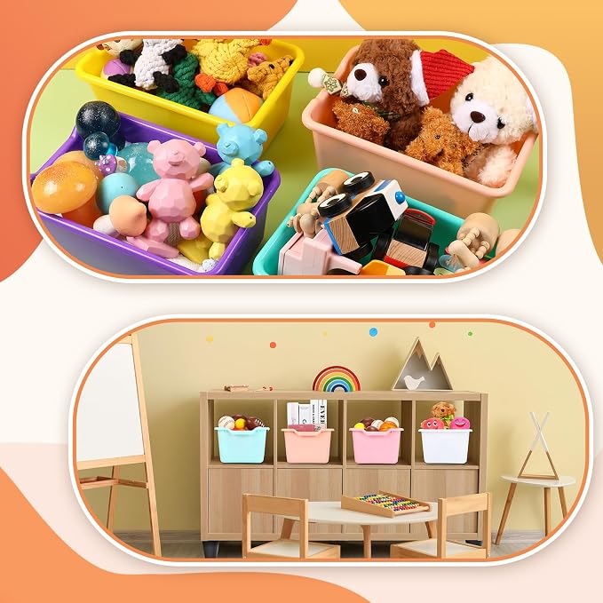 Dandat 72 Pcs Book Bins for Classroom Plastic Cubby Bins Bulk Classroom Storage - Image 4