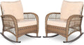 VIVIJASON 2 Piece Patio Wicker Rattan Rocker Chair, Outdoor Rattan Rocker Chair by VIVIJASON