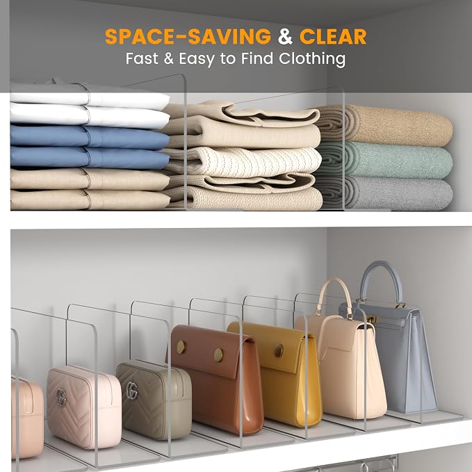 OKPOW Acrylic Shelf Dividers for Closet Organization: 8 Pack Durable Clear - Image 6