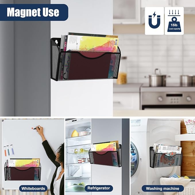 Magnetic File Holder 2 Pockets File Folder Organizer, Office Hanging Magazine - Image 5