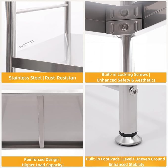 susunnus Stainless Steel Shelf, Kitchen Storage Shelves, Microwave and Mini - Image 3