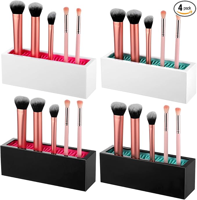 4 Pcs Makeup Brushes Holder Organizer, Silicone Vanity Air Drying Rack Display by Unknown