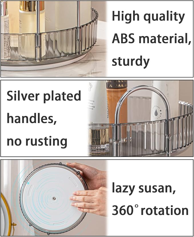 Rotating Makeup Organizer for Vanity, Large Capacity Skincare Perfume Storage - Image 3