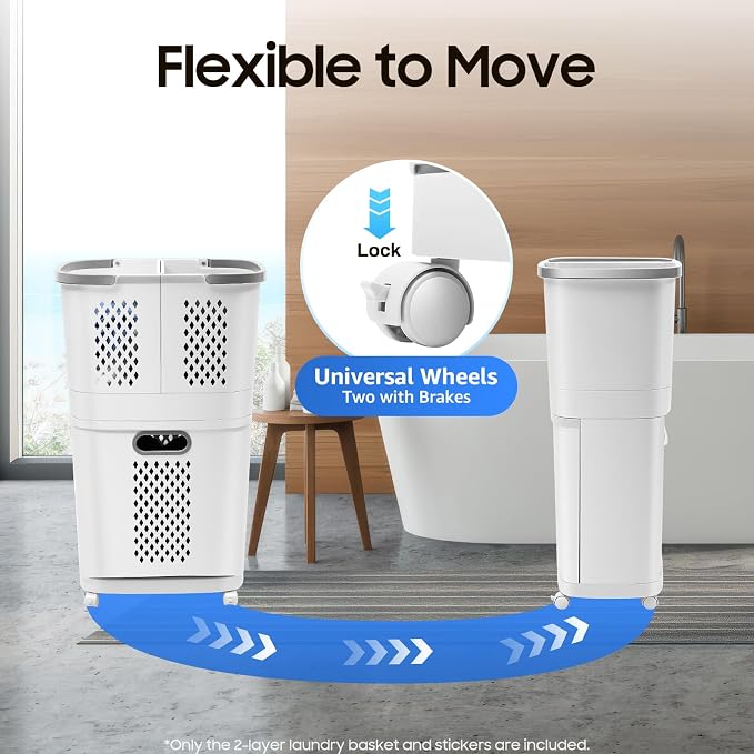 2 Layer Rolling Laundry Hamper Sorter - Image 5