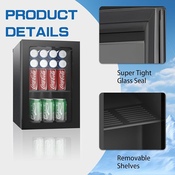 Compact Freestanding Beverage Refrigerator, 24 Can/0.9 Cubic Feet Mini Fridge - Image 2