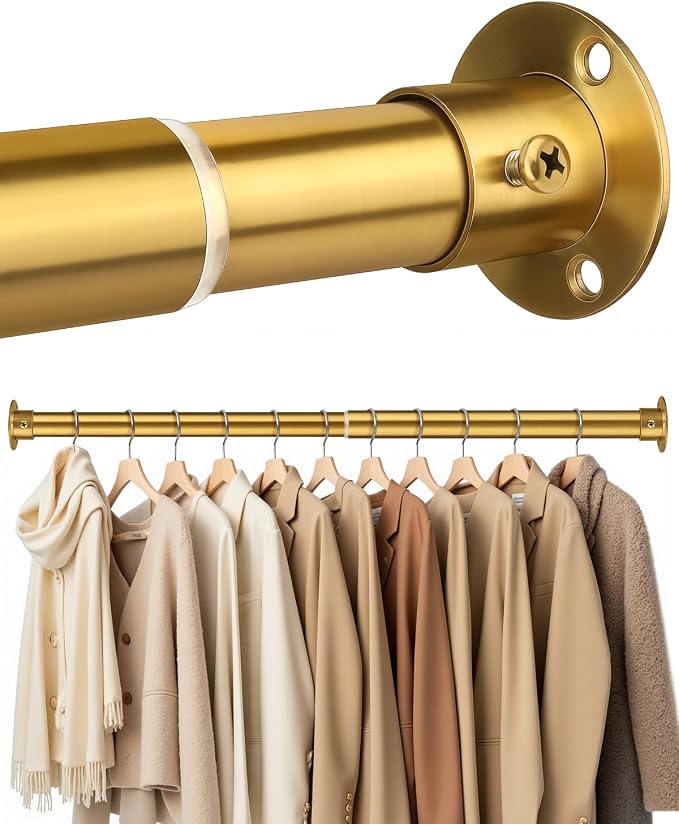 Closet Rods for Hanging Clothes, 17-40 Inch Heavy Duty and Stepless Adjustable by CTSZOOM