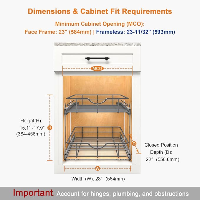 ALINE FURNITURE 2-Tier Pull Out Cabinet Organizer - Image 2