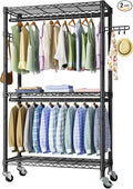 Heavy Duty Clothes Rack Rolling Garment Rack, 3 Tier Adjustable Wire Shelving by Golpart