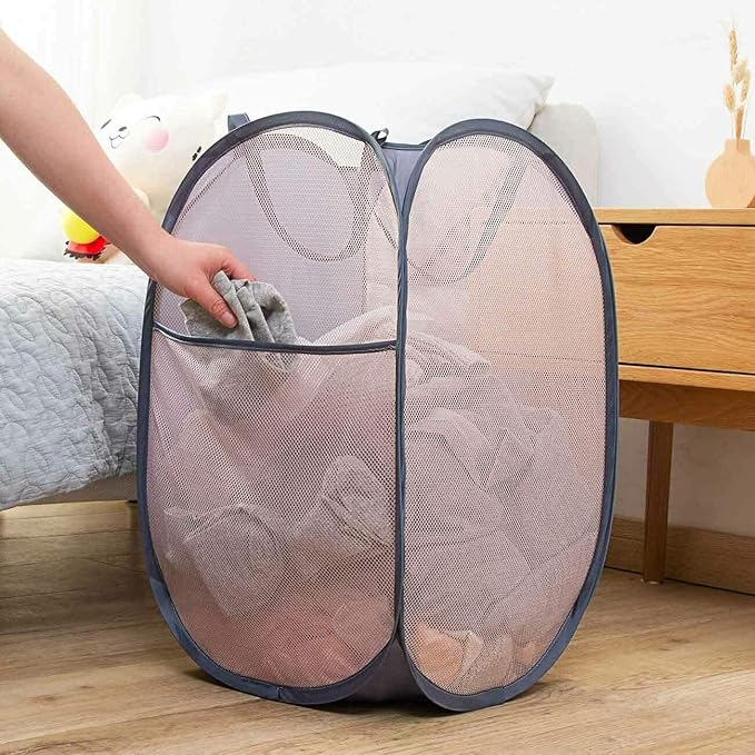 Larpur 2 Pcs Popup Mesh Laundry Baskets, Collapsible and Portable Clothes - Image 7
