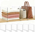 Purse Organizer for Closet Shelf Dividers: 6-Pack Adjustable Clear Acrylic Bag by Saccik