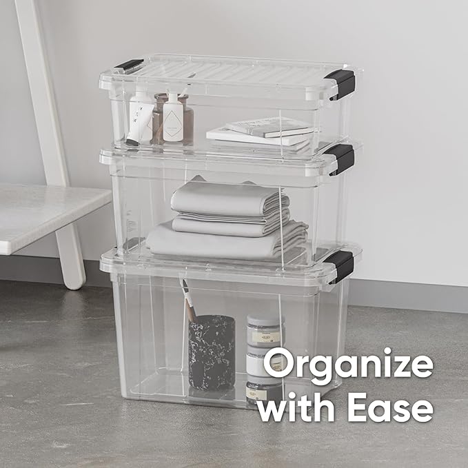 Superio Storage Bins with Lids- 4 Pack, 6.6 Qt Clear Boxes - Image 7