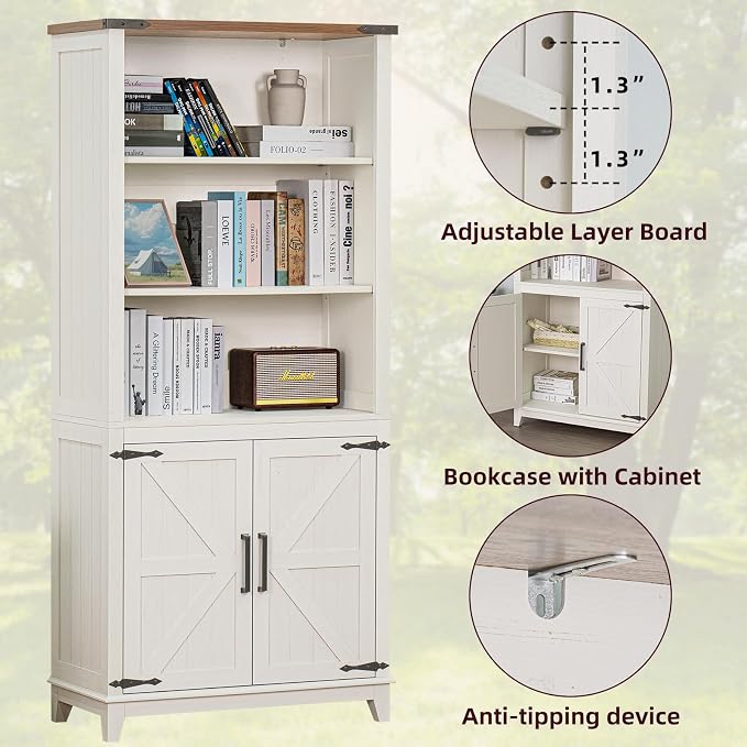 5 Tier Bookshelf 70in Tall Bookcase - Image 6