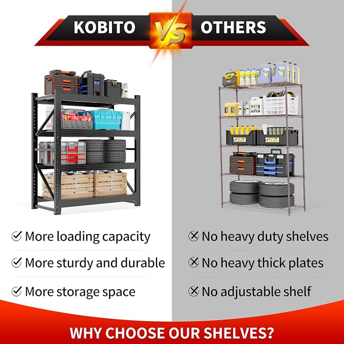 5000LBS Storage Shelves, 4 Tier Metal Garage Shelves Industrial Shelving - Image 8