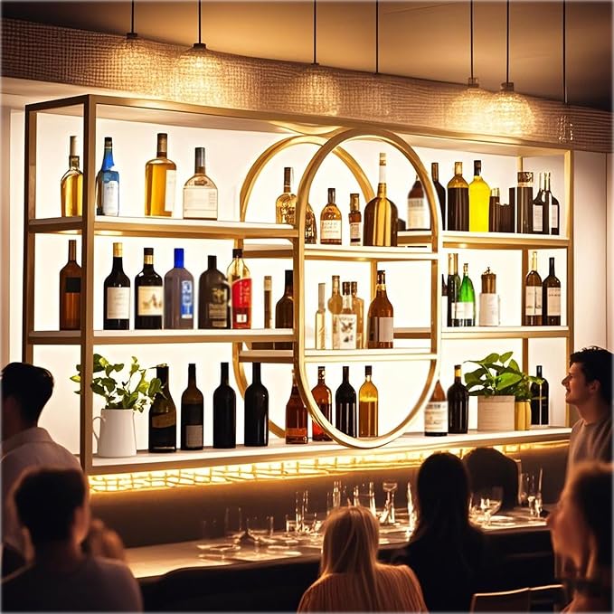 Large Wall Mount Wine Rack, Metal 4 Tier Large Capacity Hanging Bar Rack by Dernoing