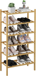 6-Tier Bamboo Small Shoe Rack, Free Standing Wood Shoe Shelf Storage Organizer by ROMGUAR+CRAFT