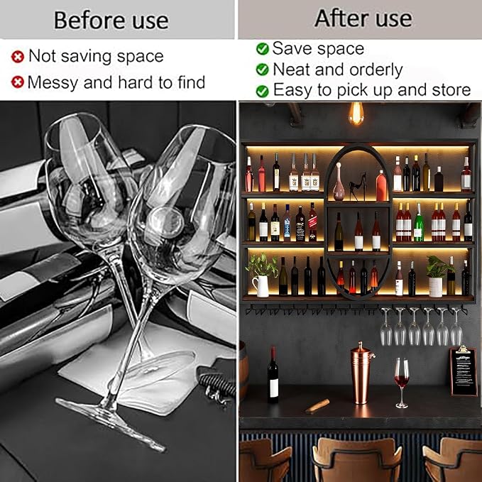 71IN Large Wall Mount Wine Rack, Metal 4 Tier Hanging Bottle Holder - Image 6