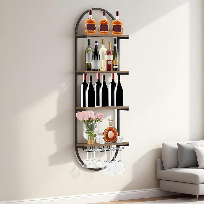 Wall Mount Wine Rack, 3-Tier Metal Oval Design Wine Rack Wall Mounted, Wine - Image 7