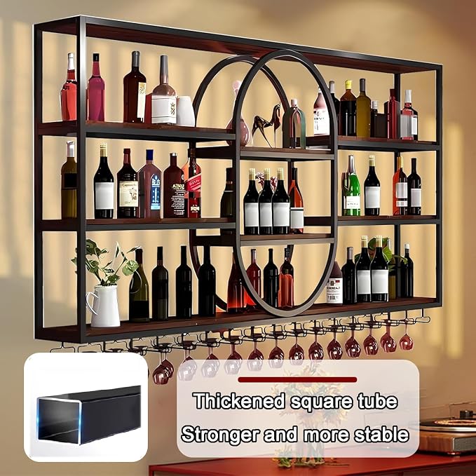 55.1INLarge Wall Mount Wine Rack, Metal 4 Tier Hanging Bottle Holder - Image 4
