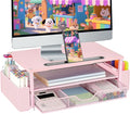 AUPSEN Pink Desk Organizers and Accessories, 2-Tier Wood Computer Monitor Stand by AUPSEN