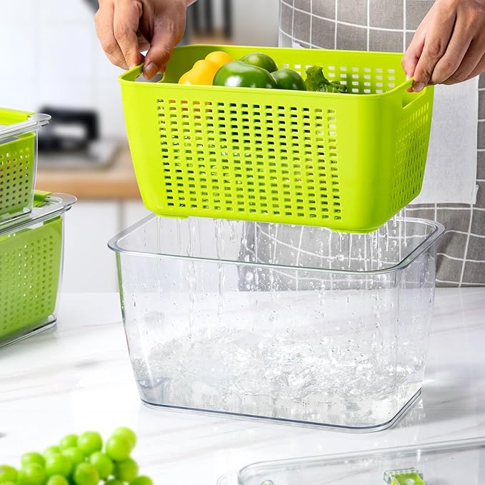 LUXEAR Fruit Vegetable Storage Container, 4 Pack Fresh Containers - Image 4