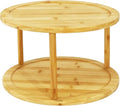 Wood Lazy Susan Organizer Bamboo 2-Tier Rotating Storage Rack – 360° Turntable by Vilnemenes