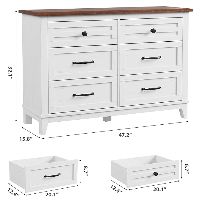 GarveeHome 6 Dresser for Bedroom, 47 in Wide Drawer Dresser - Image 2