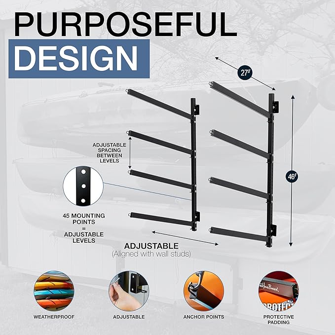 StoreYourBoard G-Kayak Wall Rack – Heavy-Duty Outdoor Kayak Rack - Image 3
