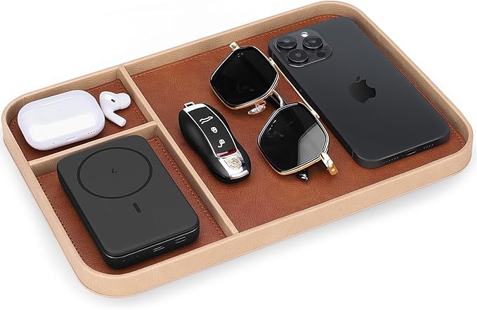 SENEN Leather Tray, Stylish and Organized Multifunctional Tray, by Unknown