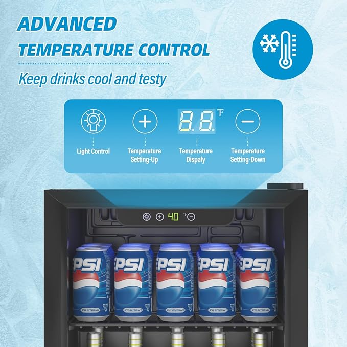1.4 Cu Ft/65 Can Mini Fridge, Freestanding 17 Inch Beverage Refrigerator - Image 5