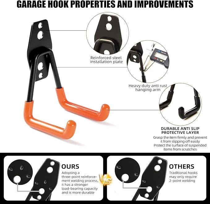 Garage Hooks, 6 Pack Large Round Wall Hooks - Image 3