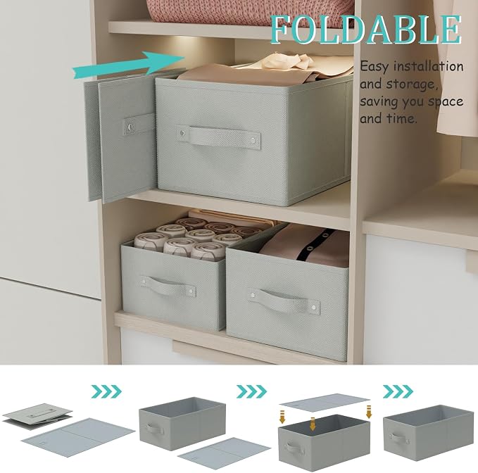 Foldable Closet Organizer, 3 Pack Cube Storage Bin, Clothes Basket - Image 6